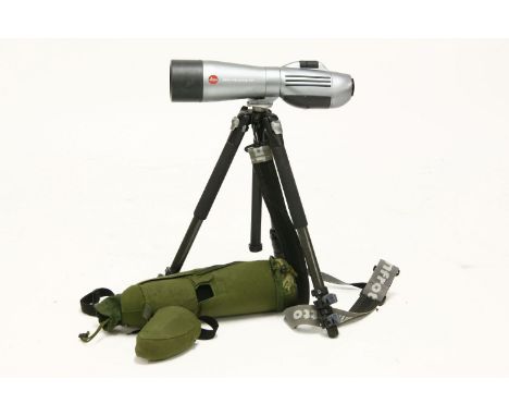 A Leica APO-Televid 77 spotting scope body with case, and Manfrotto tripod