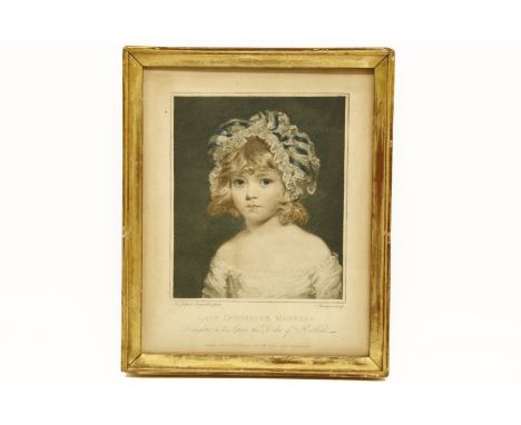 Joshua Reynolds print depicting Lady Catherine Manners, gilt framed and glazed, 29cm x 23cm overall