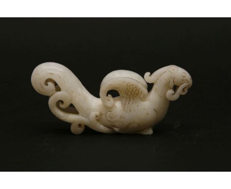 A Chinese mutton fat jade, in the form of a qilin
