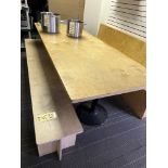 Table bois, 96'' x 36'' a/ (2) Bases en Métal & (2) Bancs 96''