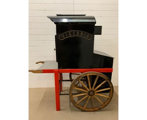 A Jacket Potato oven on cart by Victoria, with hand wash basin and gas cylinder cupboard for outdoor catering (H174cm W185cm 