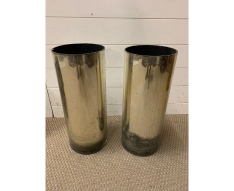 A pair of mirrored glass floor standing vases or stick stands (H50cm Dia20cm)