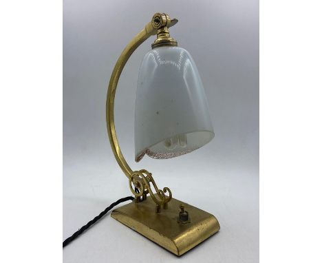 A Desk lamp (No 758) on brass stand.