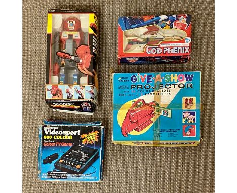 Four Retro boxed toys to include Gatchamam Battaglia God-Phenix, Ro Gun RGX-V1, Videosport 800-colour Tv Game and Console and