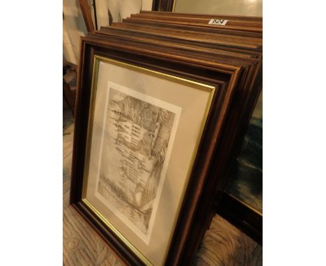 Five mixed etchings including R Goff and a print