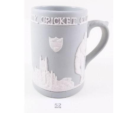 A Dudson Jasperware commemorative tankard "Worcestershire County Cricket Club Champions 1964"