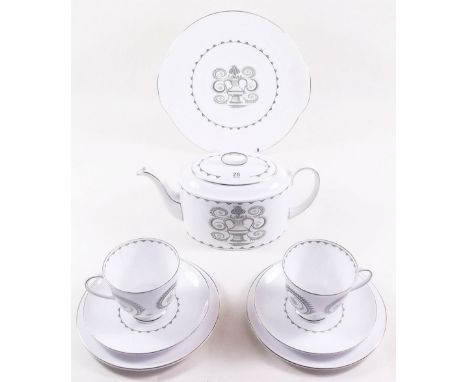 Susie Cooper - Assyrian pattern part tea set comprising: teapot, milk, six tea plates, one cake plate, three cups and four sa