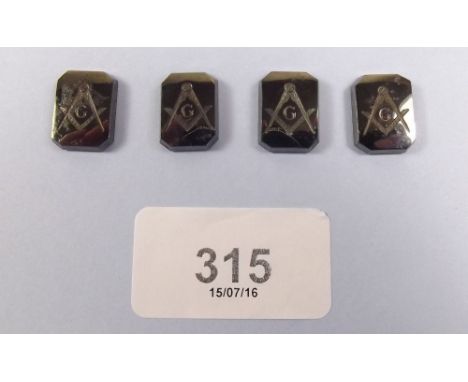 Four Hematite Masonic carved stones (suitable for cufflinks)