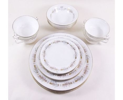 A Minton bone china dinner service 'Rhapsody' HS248 comprising four plates, four side plates, four tea plates, four bowls and
