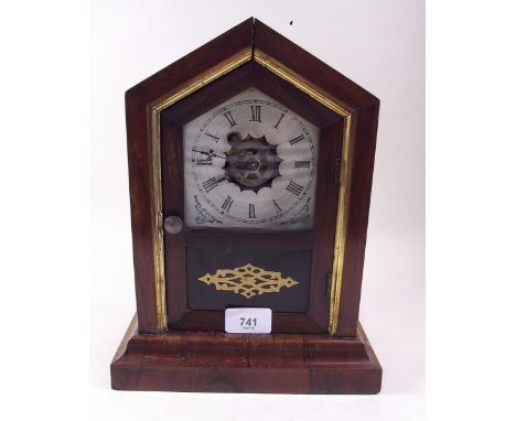 A 19th century 30 hour American shelf clock by Waterbury with alarm 