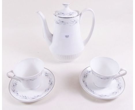 A Mayfair dinner service comprising six dinner plates, six tea plates, six bowls, coffee pot, six tea cups and saucers and si