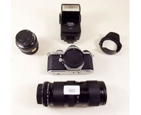 A Pentax ME camera body, Vivitar 75-205mm lens and a Sigma Mini-Wide II lens etc