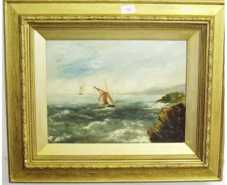 A 19th century oil on board seascape with yacht on choppy waters - 29 x 39cm