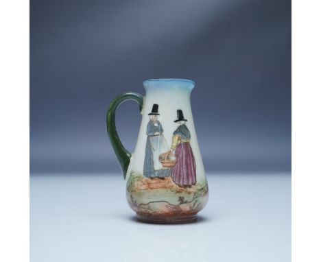 A charming Royal Doulton Welsh Ladies seriesware mini pitcher featuring a hand painted depiction of Welsh women in traditiona