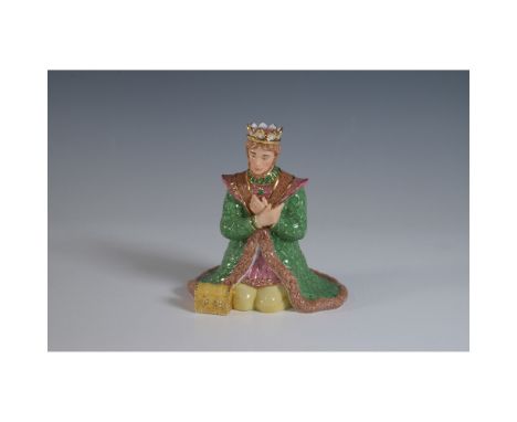 A beautifully hand-crafted Royal Doulton Holiday Traditions Nativity figure depicting Caspar, one of the Three Wise Men. This