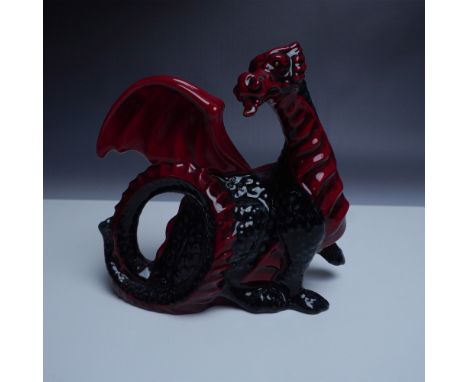 This stunning Royal Doulton Flambé Black &amp; Red Dragon, model HN3552, is a masterful representation of the brand’s celebra