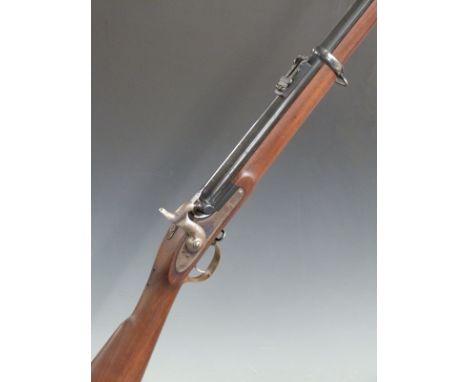 Parker-Hale Enfield 1858 pattern .577 2-band percussion hammer action rifle with monogrammed lock stamped Enfield 1858, brass
