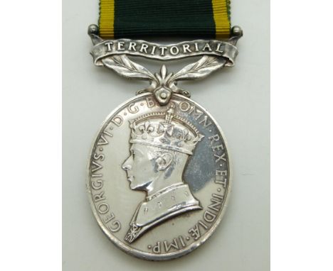 British Army Territorial Efficiency Medal (George VI) named to 7348695 Pte H W G Brent RAMC