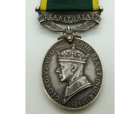 British Army Territorial Efficiency Medal (George VI) named to 7601979 Cpl G Harris, REME