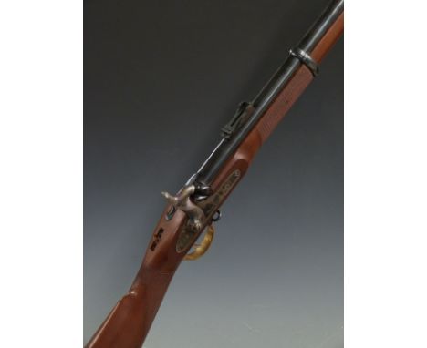 Parker-Hale Enfield pattern .451 3-band percussion hammer action rifle with named and monogrammed lock, brass trigger guard a