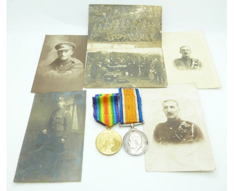 British Army WWI medals comprising War Medal and Victory Medal named to 095363 Pte T Poulton, Army Service Corps, together wi