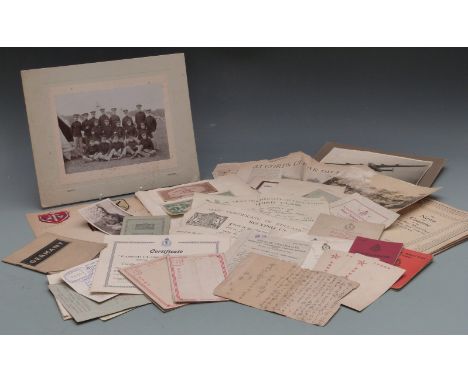 Royal Army Medical Corps ephemera relating to Lieutentant C R H Floyd from enlistment to discharge, c1927-1945. Includes a sc