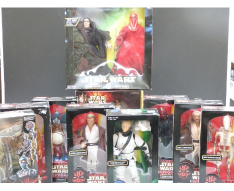 Ten Hasbro Star Wars action figures and figure sets, eight Episode 1 comprising Electronic Talking C-3PO, Jar Jar Binks, Watt
