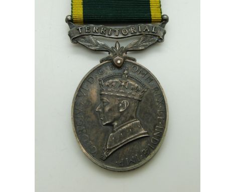 British Army Territorial Efficiency Medal (George VI) named to 6014086 Driver H Frankham RASC