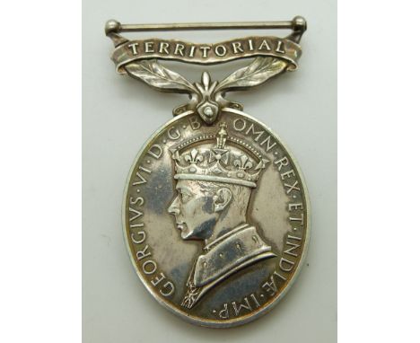 British Army Territorial Efficiency Medal (George VI) named to 3653351 Pte J Callon, South Lancashire Regiment