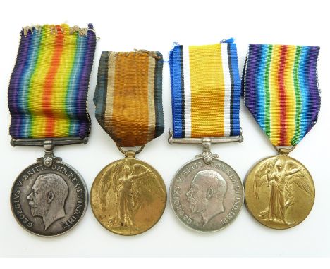 Royal Air Force WWI medals comprising two pairs of War Medal and Victory Medals named to 56618 R H Thomas RAF and 282372 C Wh