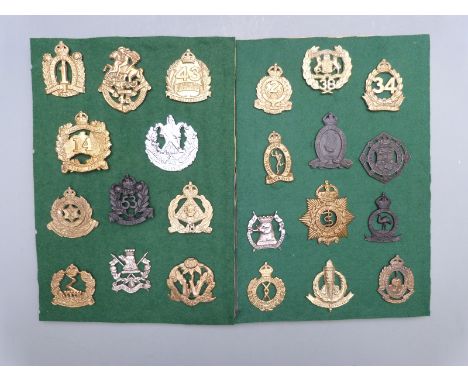 Twenty three c1930's&nbsp;Australian army head-dress badges including Hunter River Lancers. Sydney University Regiment, City 