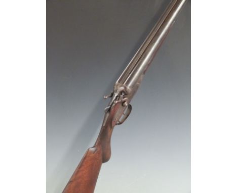 Midland Gun Co 12 bore side by side hammer action shotgun with engraved lock, hammers, trigger guard, underside and top plate