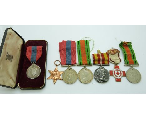 WWII medals comprising 1939/1945 Star, Defence Medal, War Medal and Imperial Service Medal named to Henry Oswell, together wi