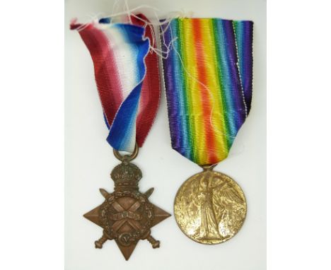 British Army WWI medals comprising&nbsp;1914/1915 Star and Victory Medal&nbsp;named to 13253 Pte W Carney, South Lancashire R