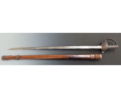 British Army&nbsp;1821 pattern Heavy Cavalry officer's sword by Wilkinson, blade length 87cm, with scabbard. Possibly formerl