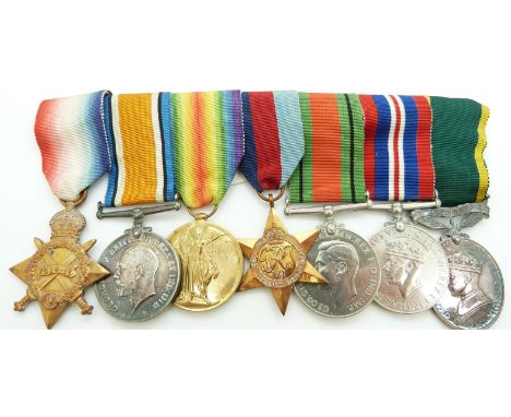 British Army Royal Engineers medal group for WO Class 2 R F West&nbsp;comprising WWI 1914/1915 Star, War Medal and Victory Me