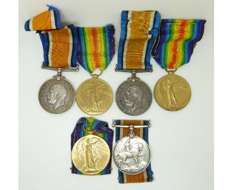 British Army WWI medals comprising three pairs of War and Victory Medals for the Royal Artillery named to 178237 Driver G Hol