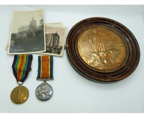 British Army WWI medals comprising War Medal and Victory Medal named to 50398 Pte R W Squires, Royal Fusiliers together with 