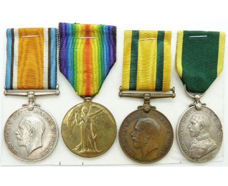 Royal Flying Corps WWI Territorial Force War Medal named to 403272 Pte W L Andrews, RFC together with his WWI War Medal and V