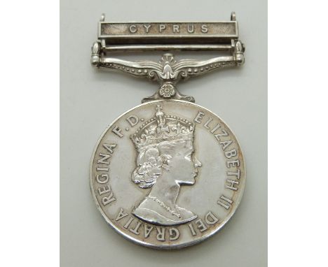 Royal Air Force General Service Medal with clasp for Cyprus, named to 1530246 Sgt R M Greaves, RAF