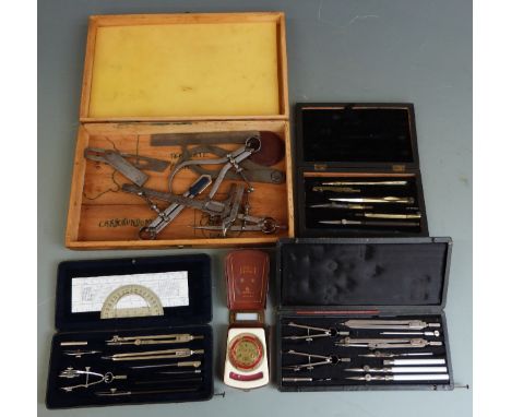 Three draughtsman's sets, engineering tools etc
