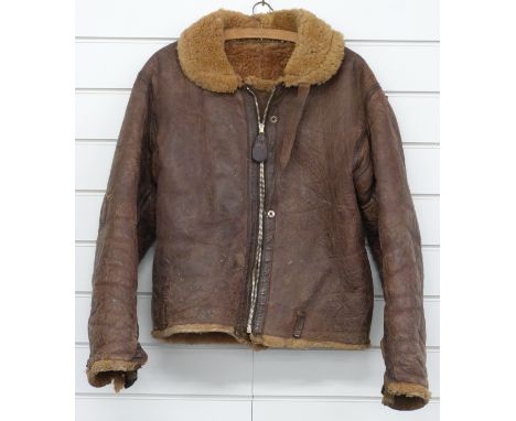 Circa WWII leather flying jacket, size small