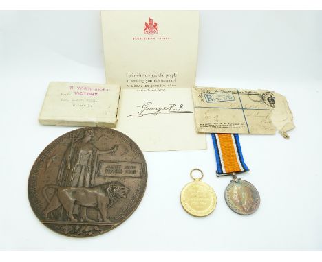 British Army WWI medals comprising War Medal and Victory Medal named to 30639 Pte A J T Poke, Royal Lancaster Regiment, toget