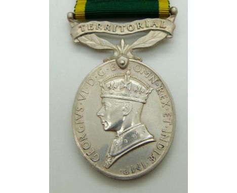 British Army Territorial Efficiency Medal (George VI) named to 5384652 Pte R R W Bavin, North Yorkshire Regiment