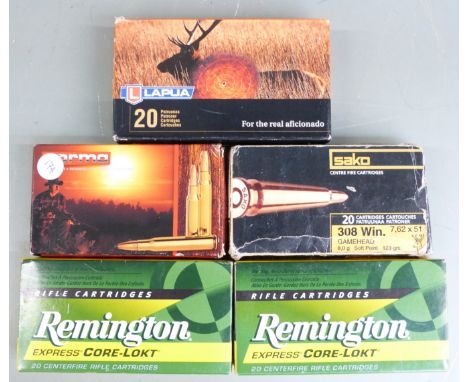 One-hundred .308 rifle cartridges, all in original boxes.&nbsp;PLEASE NOTE THAT A VALID RELEVANT FIREARMS/SHOTGUN CERTIFICATE