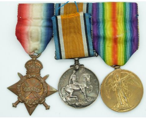 British Army WWI medals comprising 1914/1915 Star, War Medal and Victory Medal named to 1168 Cpl H Dale, Rifle Brigade (T.Sgt