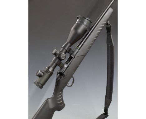 Sako P04R .22 rifle with semi-pistol grip, sling, sound moderator, Nikko Sterling scope and 28.5 inch barrel, overall length 