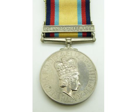 Royal Air Force Gulf Medal with clasp for 16 Jan to 28 Feb 1991, named to H8288610 Sac N E Cole, RAF