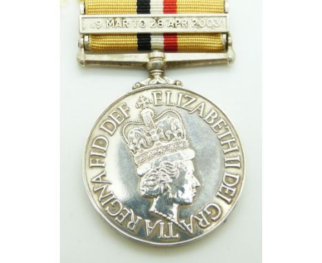 British Forces Iraq Medal (copy) with clasp for 19 Mar to 28 Apr 2003, with box