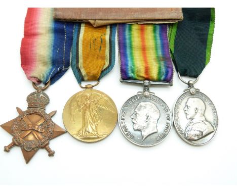 British Army WWI medals comprising 1914/1915 Star, War Medal and Victory Medal named to 532 Driver W Beddall, RFA together wi